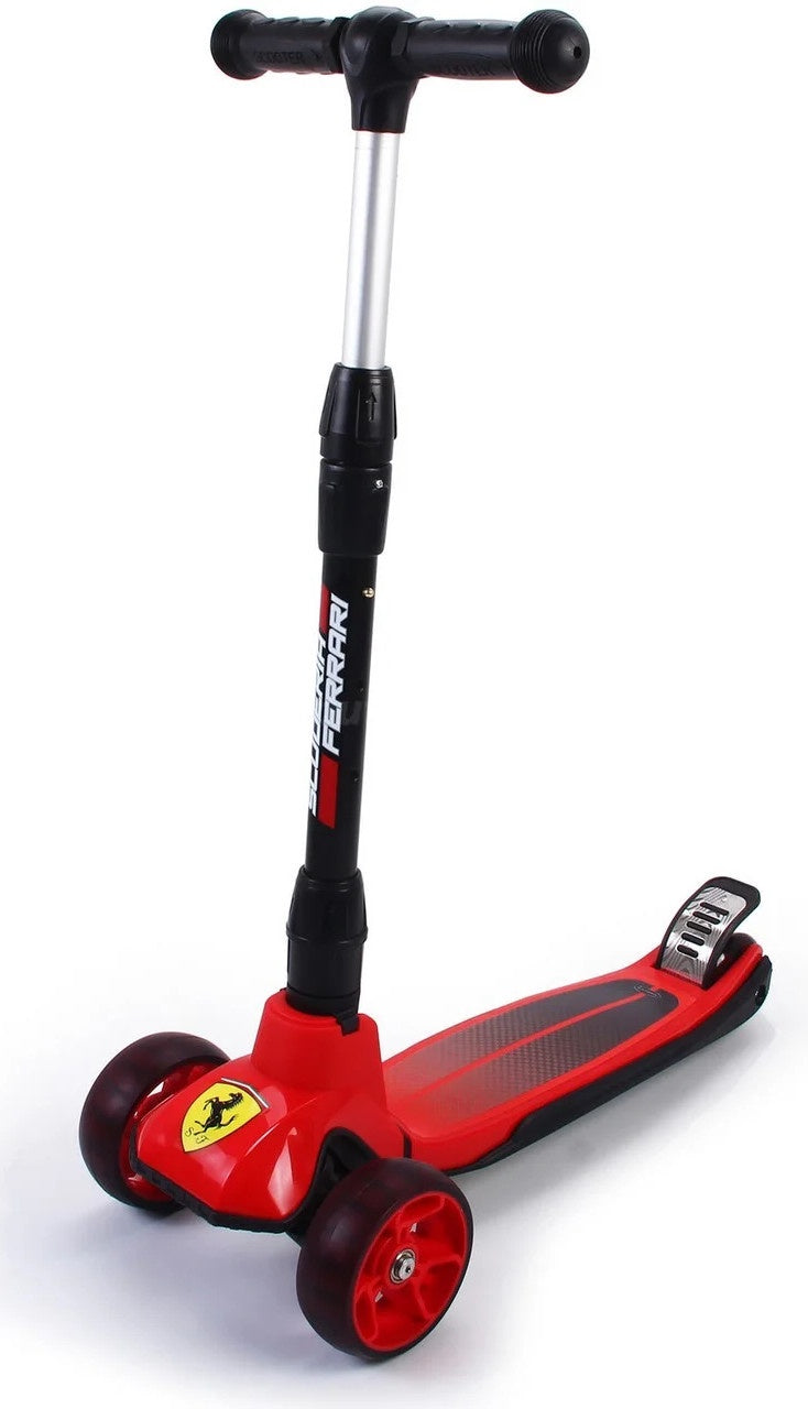 FERRARI FXK58 FOLDABLE TWIST SCOOTER FOR KIDS WITH ADJUSTABLE HEIGHT, LED LIGHTS (MEDIUM) - Red