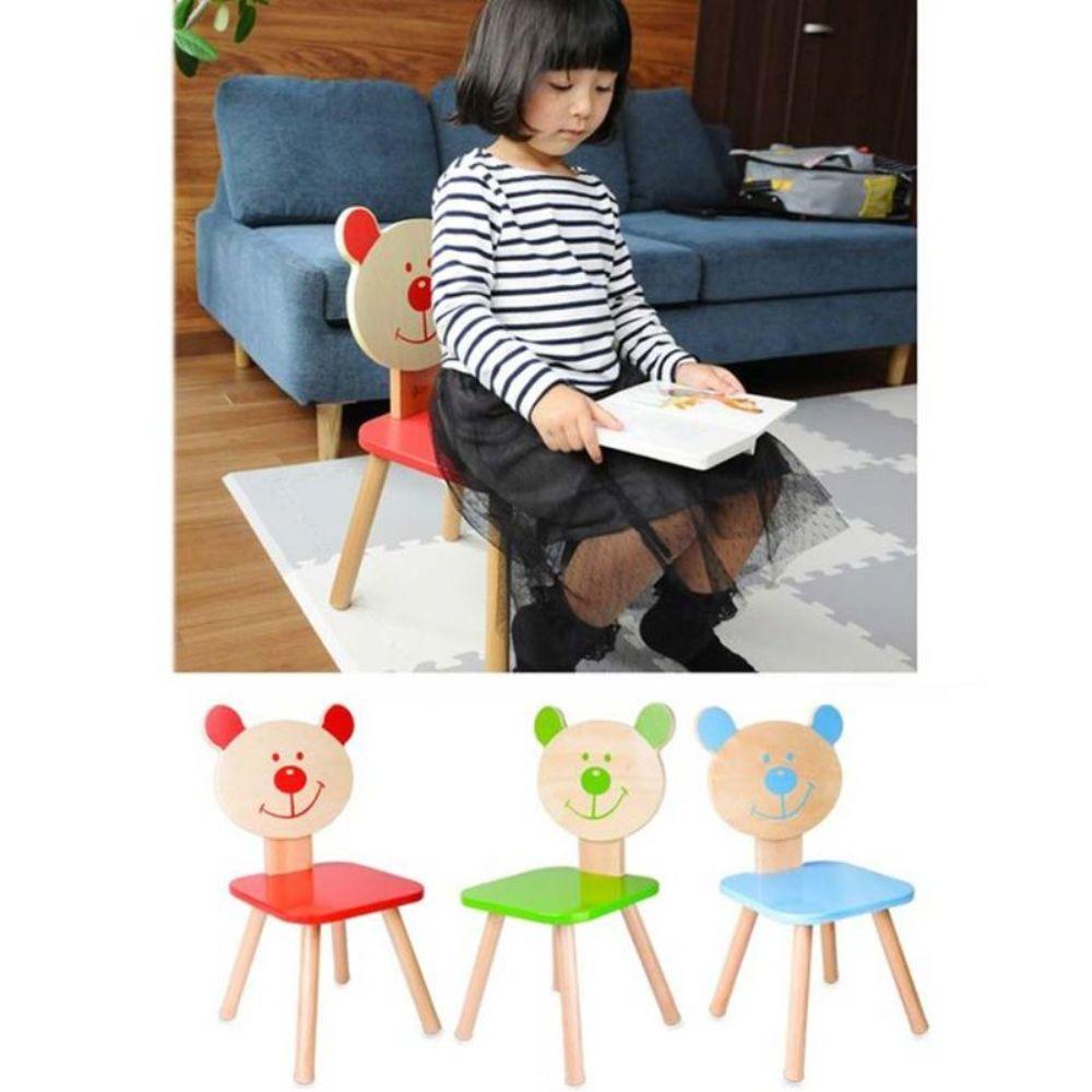 Baby wooden chair - red bear - MoonyBoon