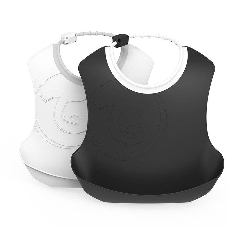 Bibs 4+ months, white and black - MoonyBoon
