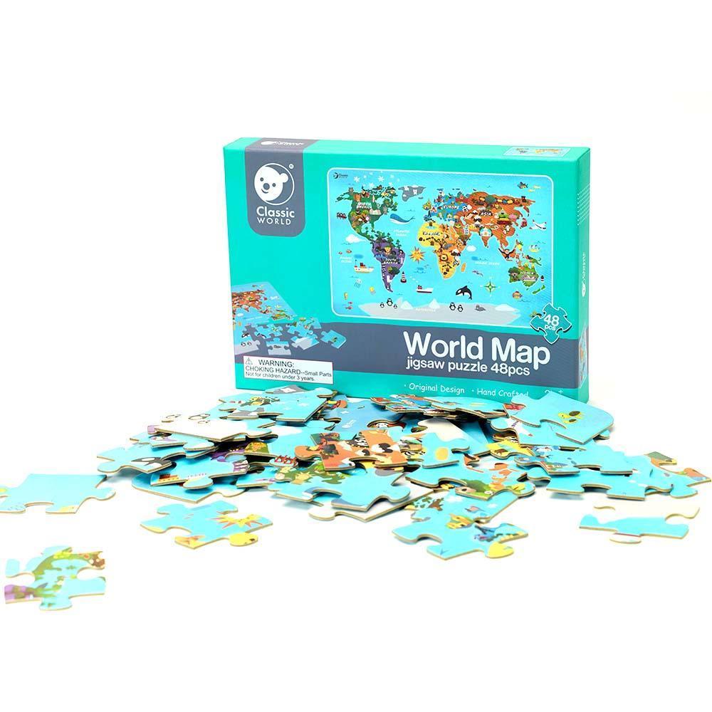 Children's wooden puzzle - a map of the world - MoonyBoon