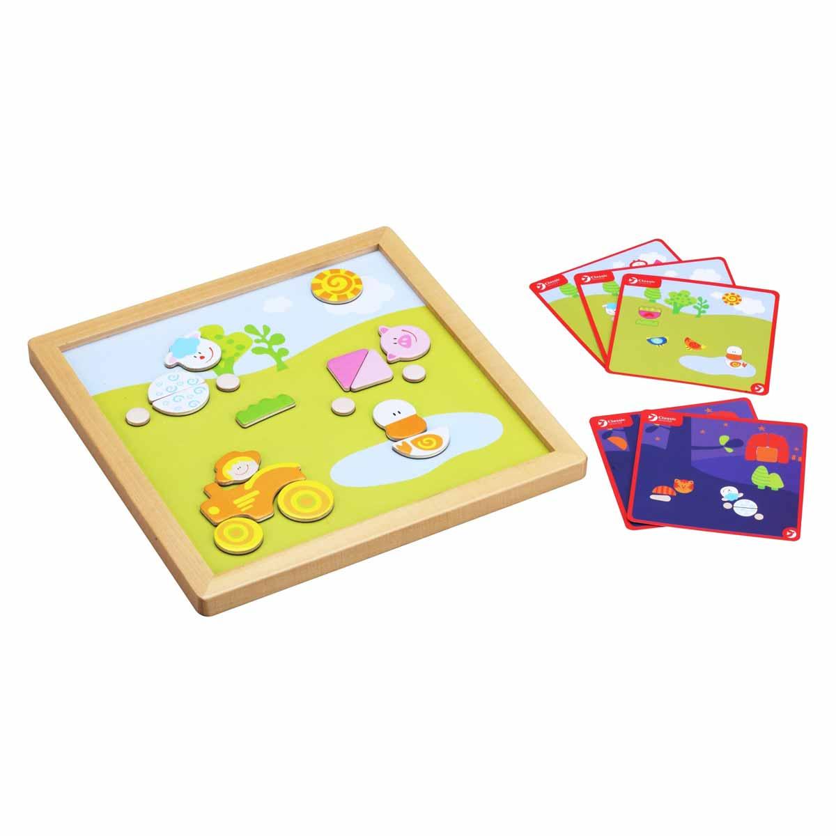 Children's wooden puzzle with magnetic figures - farm - MoonyBoon