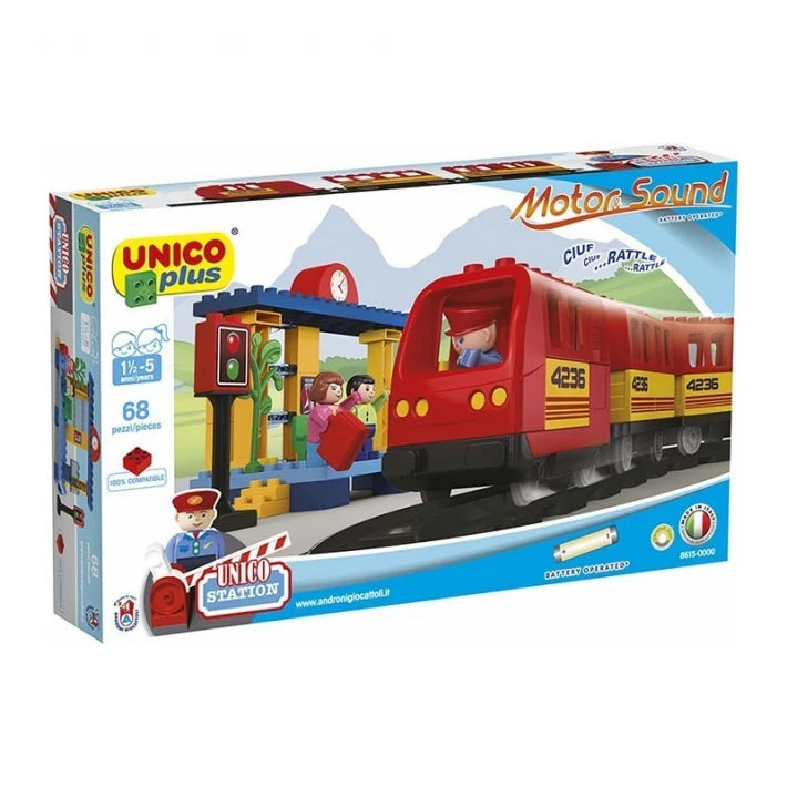 Children's constructor - a train with rails and Unico railway station - MoonyBoon