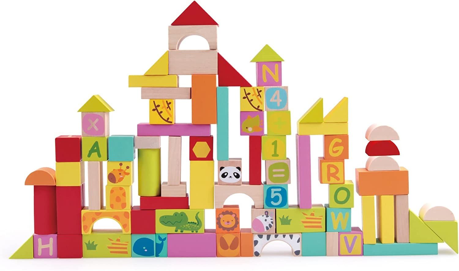 Educational constructor with different types of wooden blocks - MoonyBoon