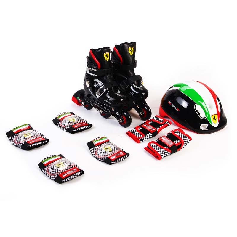 Set Rollers, Helmet and Ferrari Protectors for Children, 33-36 Number-Black - MoonyBoon