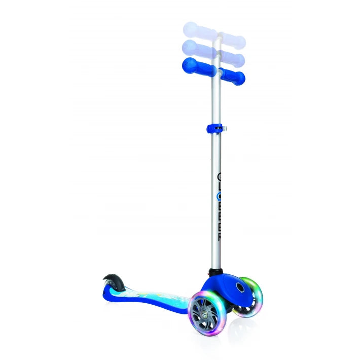 -PRIMO FANTASY LIGHTS - 3 Wheel Scooter for Kids  - blue with print rocket - MoonyBoon