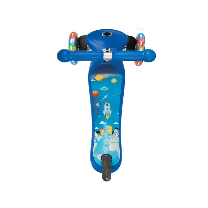 -PRIMO FANTASY LIGHTS - 3 Wheel Scooter for Kids  - blue with print rocket - MoonyBoon