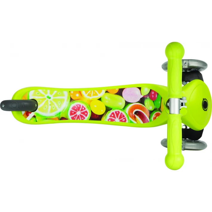 -PRIMO FANTASY LIGHTS - 3 Wheel Scooter for Kids - green with print fruit - MoonyBoon