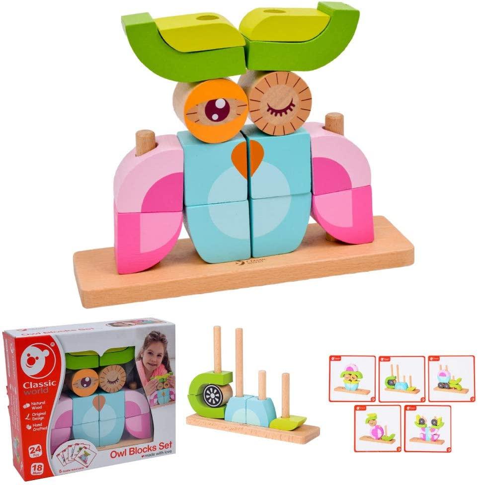 Wooden puzzle for children of cubes - owl - MoonyBoon