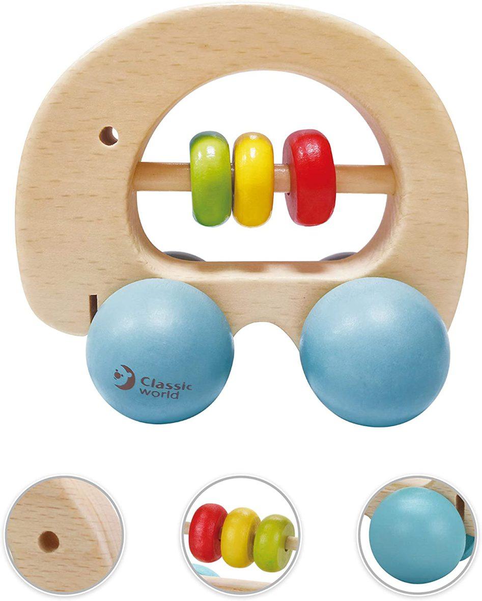 Wooden rattle for babies - elephant - MoonyBoon