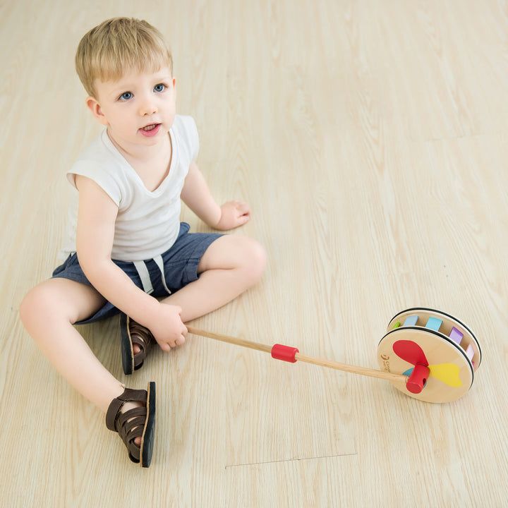 Wooden toy  push e wheel - MoonyBoon