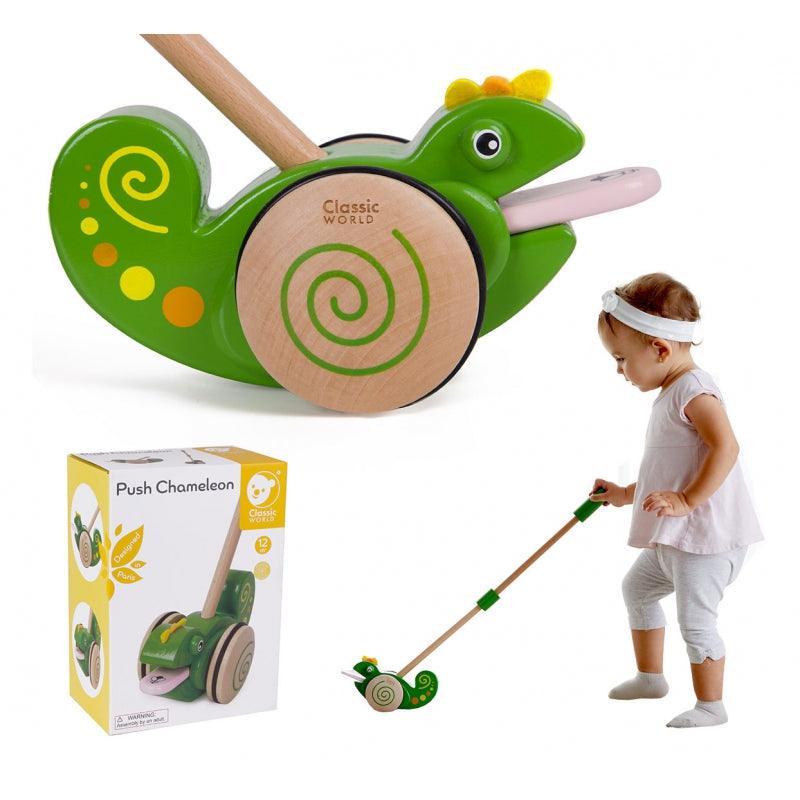 Wooden toy to push - chameleon - MoonyBoon